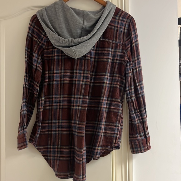 SO Brand Maroon Flannel With Gray Hood - Picture 2 of 2